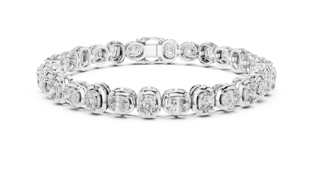 Sophisticated Bezel Set Oval Diamond Eternity Line Bracelet - AJBR1013