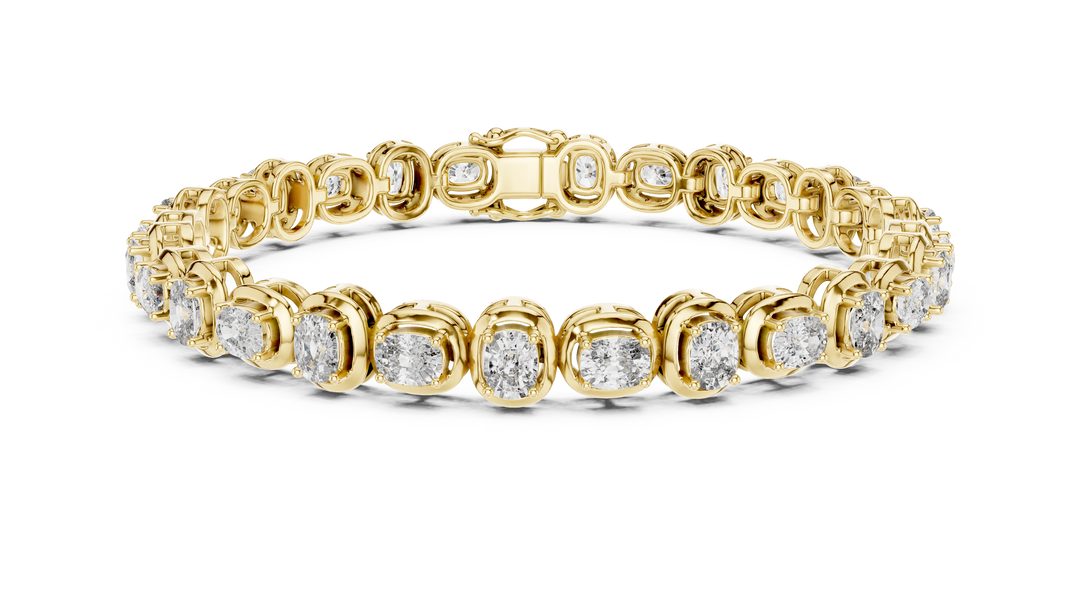 Sophisticated Bezel Set Oval Diamond Eternity Line Bracelet - AJBR1013