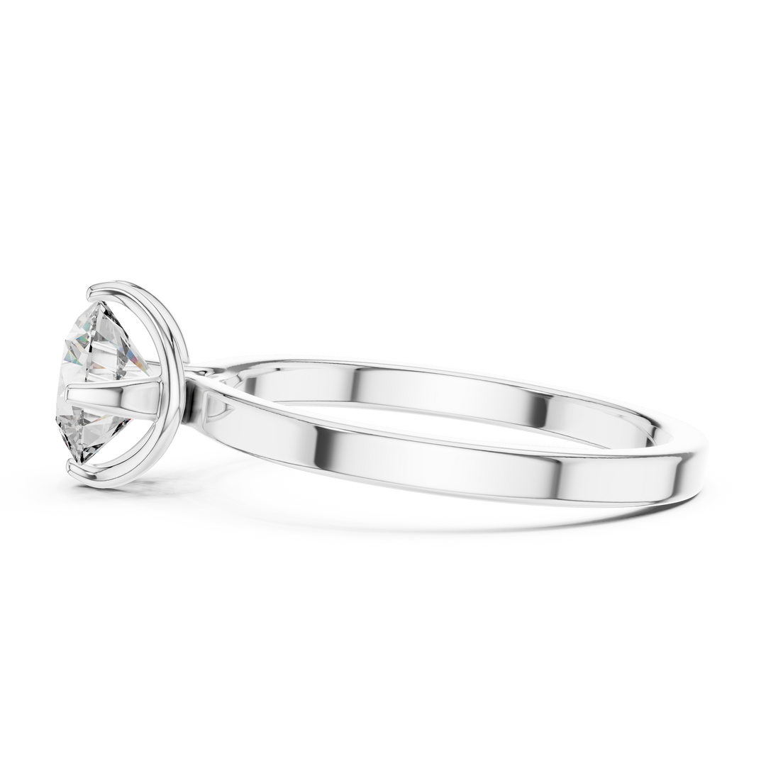 Lotus Crown Round Brilliant Cut Solitaire Diamond Engagement Ring - AJR1027