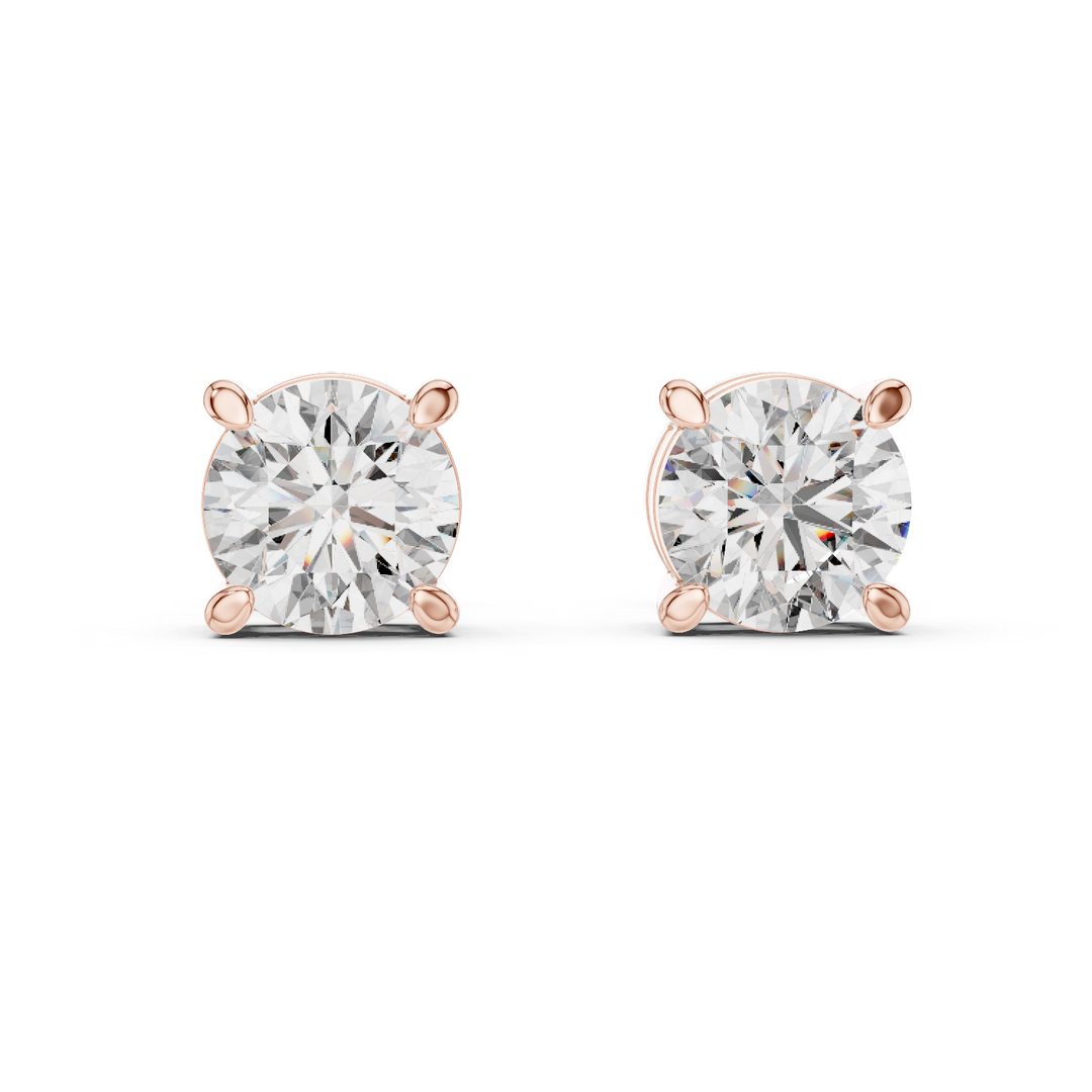Round Cut Solitaire Stud Earrings - AJER1007
