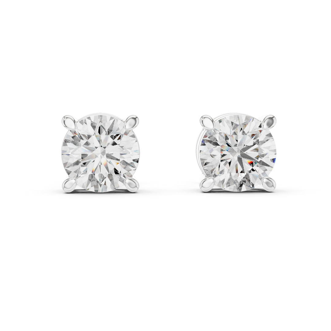 Round Cut Solitaire Stud Earrings - AJER1007