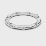 Load and play video in Gallery viewer, Minimalist Sculpted Bamboo Wedding Band Featuring Bezel Flush Set Diamonds - AJR1077