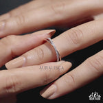 Load and play video in Gallery viewer, Curved wedding band chevron stacking Diamond Ring (Luxury) - Lab Grown