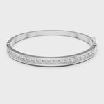 Load and play video in Gallery viewer, Elegant Channel Set Round Diamond Hinged Bangle Bracelet - AJBR1010