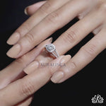 Load and play video in Gallery viewer, Round Halo Diamond Engagement Ring (Split Band) - Lab Grown