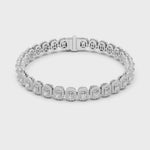 Load and play video in Gallery viewer, Opulent Radiant Cut Diamond Soft Square Halo Line Bracelet - AJBR1011