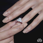Load and play video in Gallery viewer, Emerald Three Stone Diamond Ring (Premium) - Moissanite Diamond