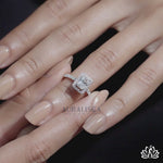 Load and play video in Gallery viewer, Radiant Halo Diamond Engagement Ring (Double Band) - Lab Grown