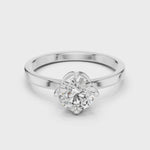 Load and play video in Gallery viewer, Lotus Crown Round Brilliant Cut Solitaire Diamond Engagement Ring - AJR1027