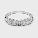 Load and play video in Gallery viewer, Elegant Princess Cut Diamond Five Stone Anniversary Ring with Shared Prong Setting - AJR1078
