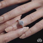 Load and play video in Gallery viewer, Round Halo Diamond Engagement Ring (Pavé Band) - Lab Grown